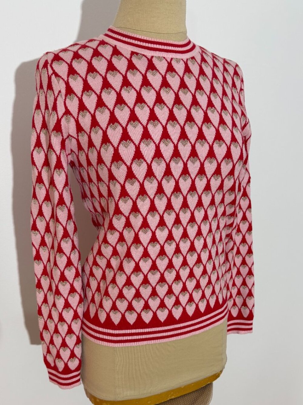 Lili Sidonio Molly Bracken Long-Sleeve Heart-Pattern Knit Sweater